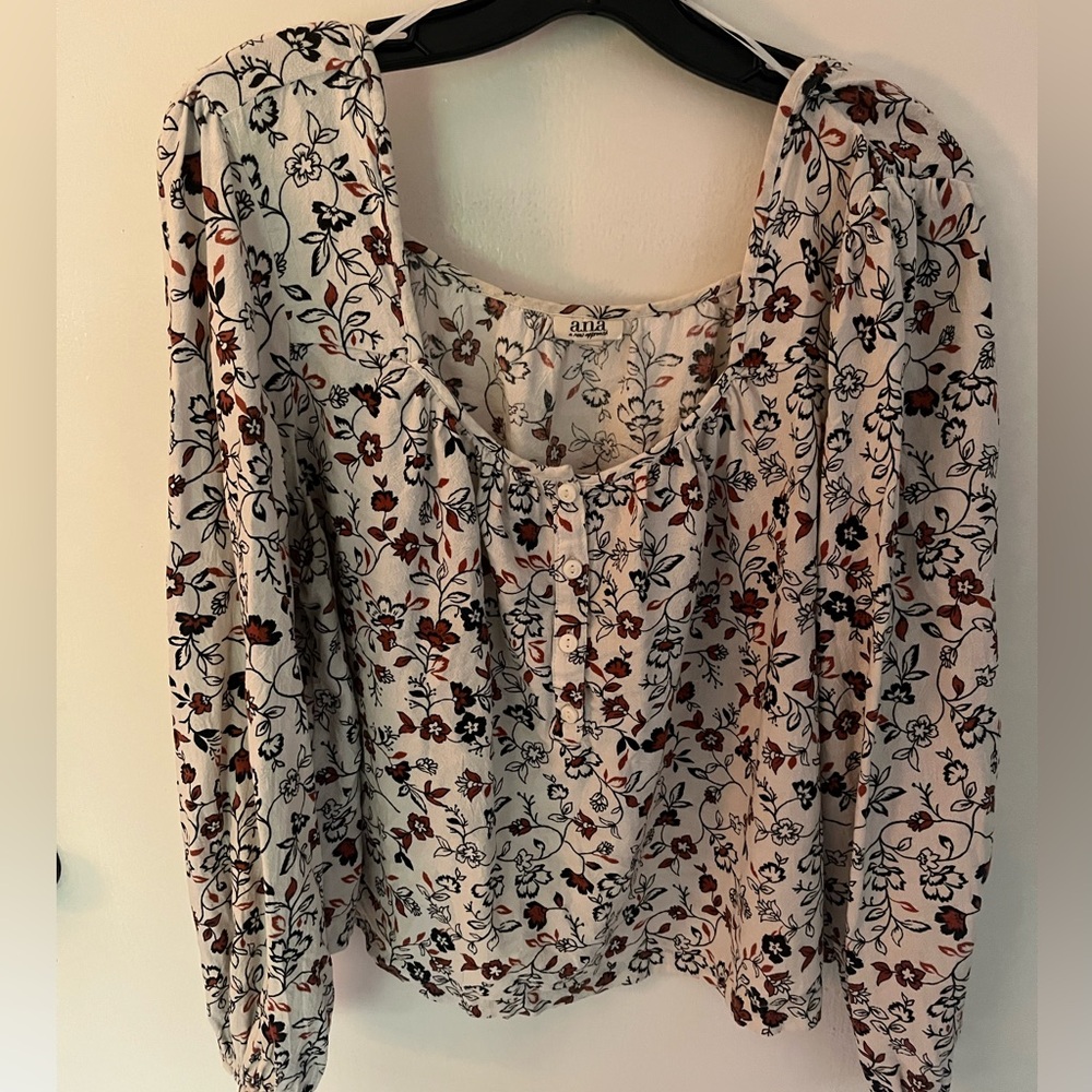 a.n.a Floral Print Blouse - Cream and Red